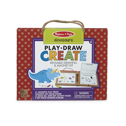 Dinosaur Reusable Drawing and Magnet Kit with Markers and 41 Magnets