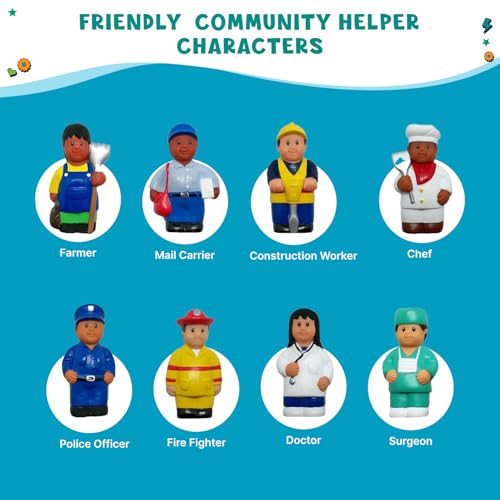 Set of 8 Multicultural Community Helper Career Figures for Toddlers