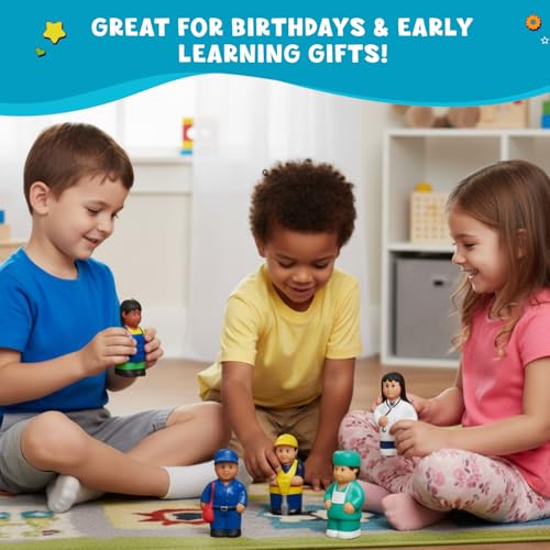 Set of 8 Multicultural Community Helper Career Figures for Toddlers