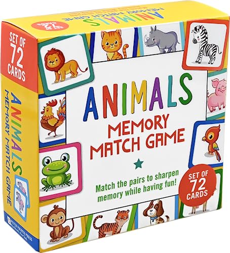 Animal Memory Match Game with 72 Cards for Kids Learning