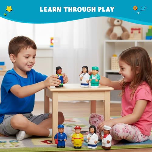 Set of 8 Multicultural Community Helper Career Figures for Toddlers