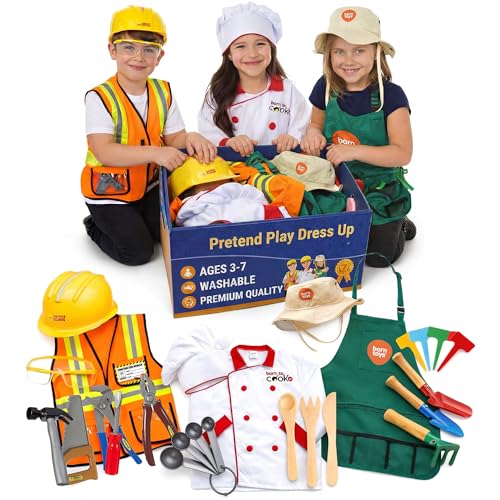 Washable 3 in 1 Toddler Dress Up Clothes Pretend Play Set for Kids
