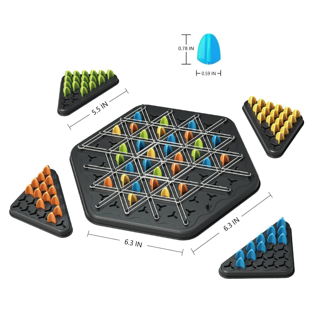 Chain Triangle Chess Geometric Board Game for Family and 2 to 4 Players