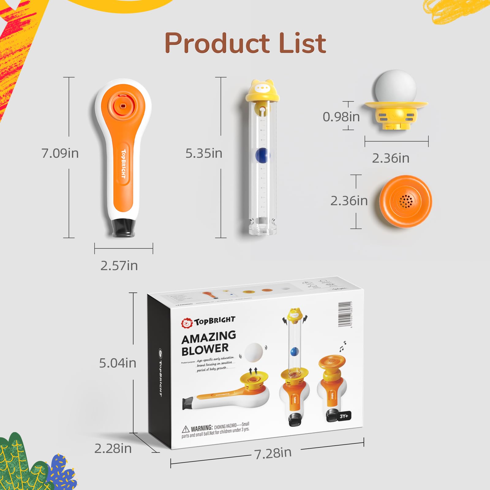 3 in 1 Sensory Activity Toy with Whistle Bell Tube and Ball Blowing