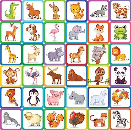 Animal Memory Match Game with 72 Cards for Kids Learning