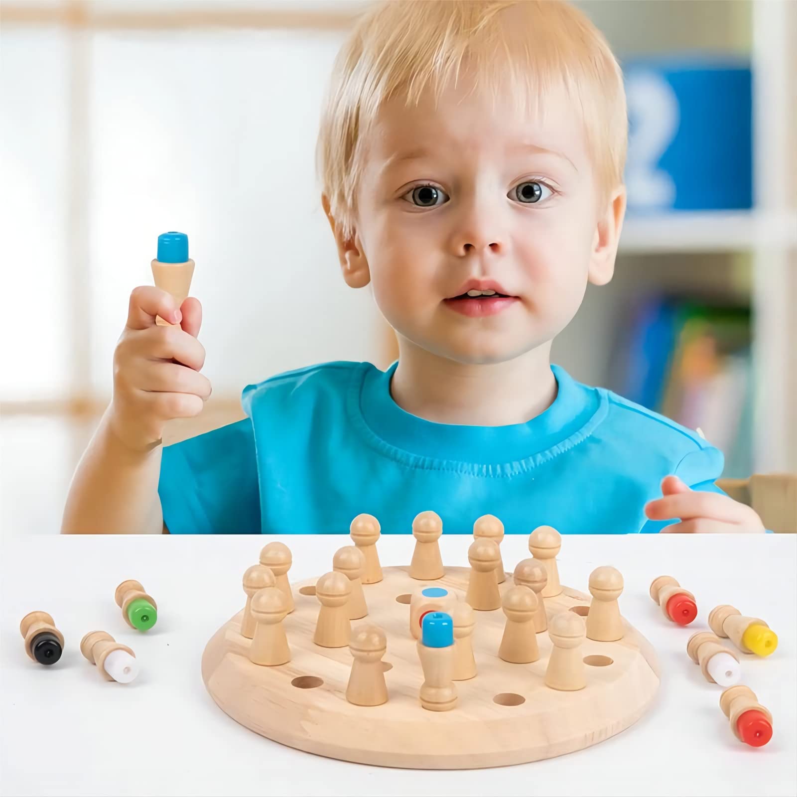 Wooden Memory Chess Matching Game Montessori Learning Toy for Kids