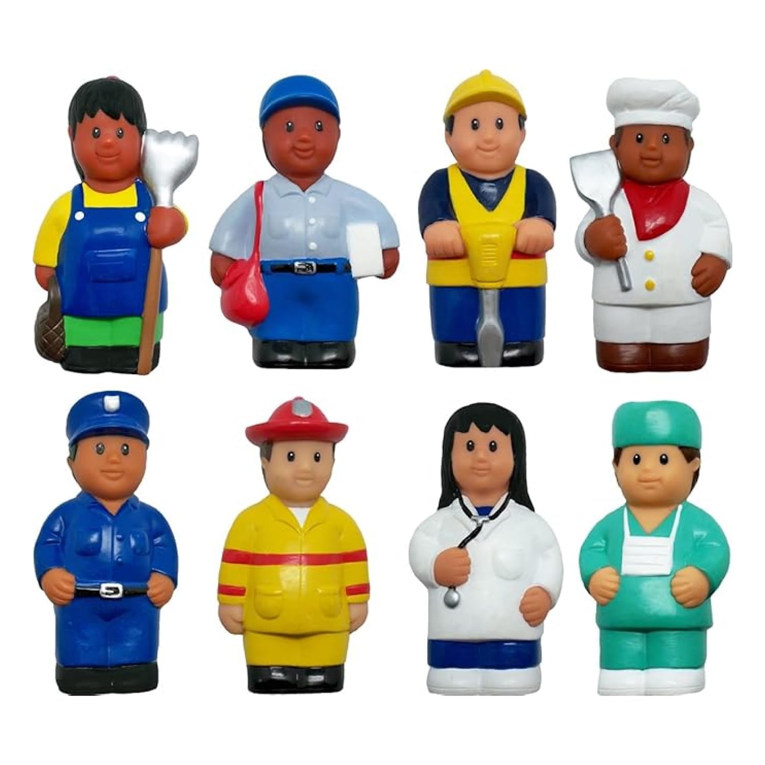 Set of 8 Multicultural Community Helper Career Figures for Toddlers