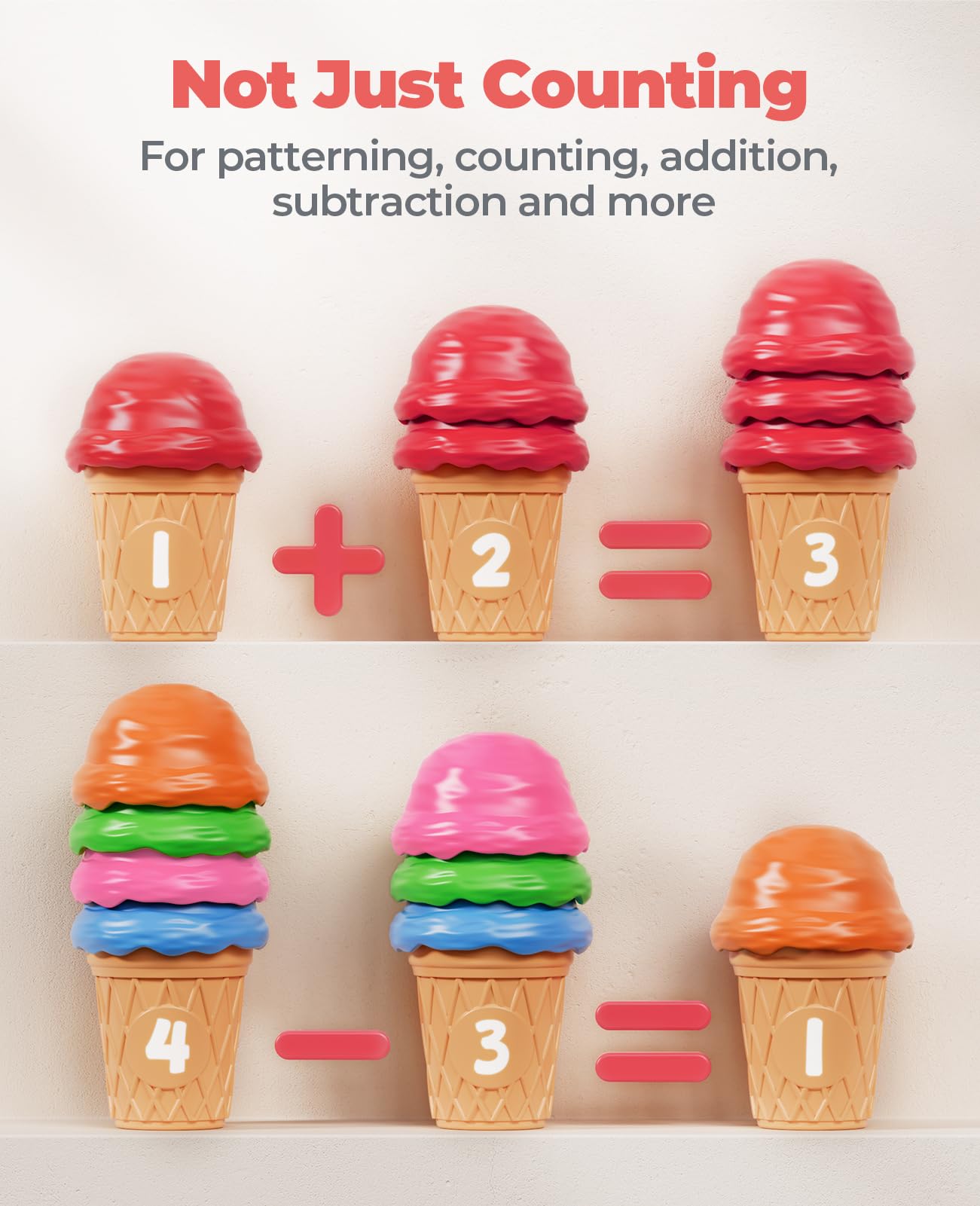 Ice Cream Counting and Color Sorting Set for Preschool Learning