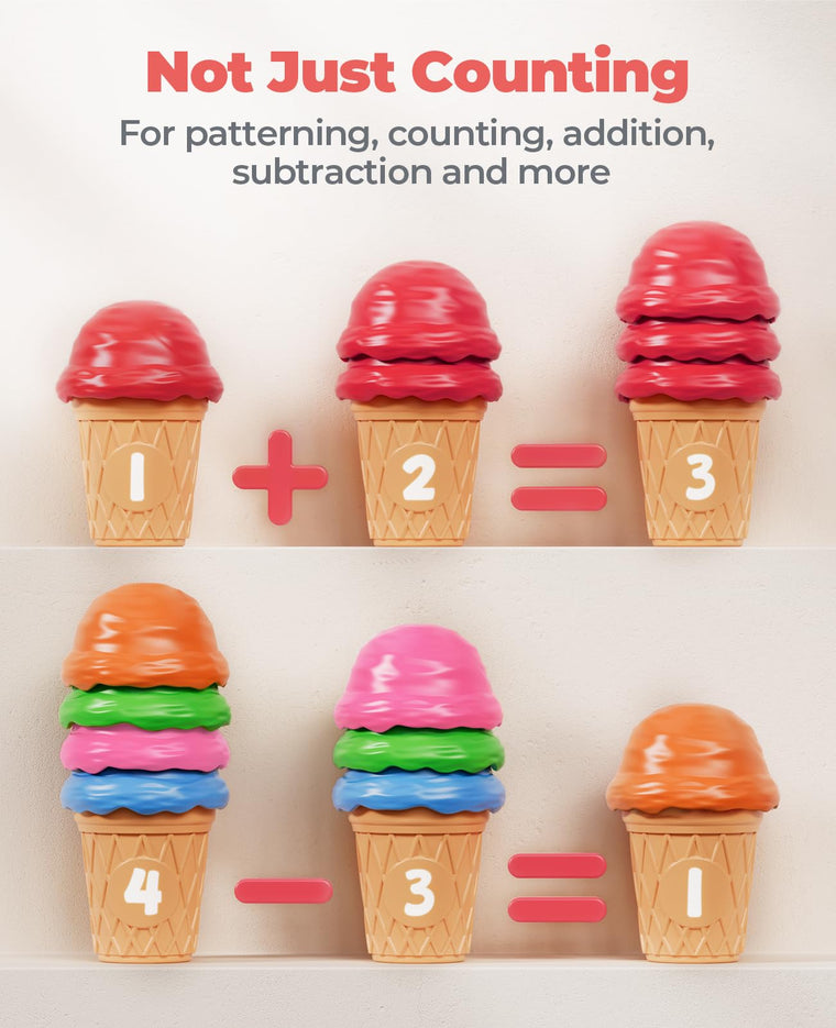 Ice Cream Counting and Color Sorting Set for Preschool Learning