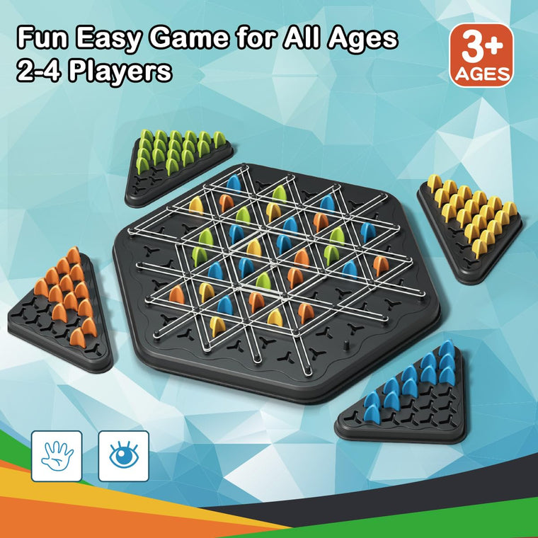 Chain Triangle Chess Geometric Board Game for Family and 2 to 4 Players