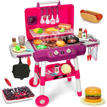 Kids BBQ Grill Playset with Smoke Sound and Light Pretend Cooking Set