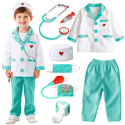 Kids Doctor Costume 8 Piece Dress Up Play Set with Stethoscope