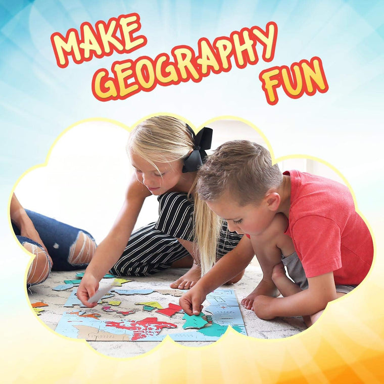 Jumbo Educational Geography Jigsaw Puzzle for Kids Made in USA