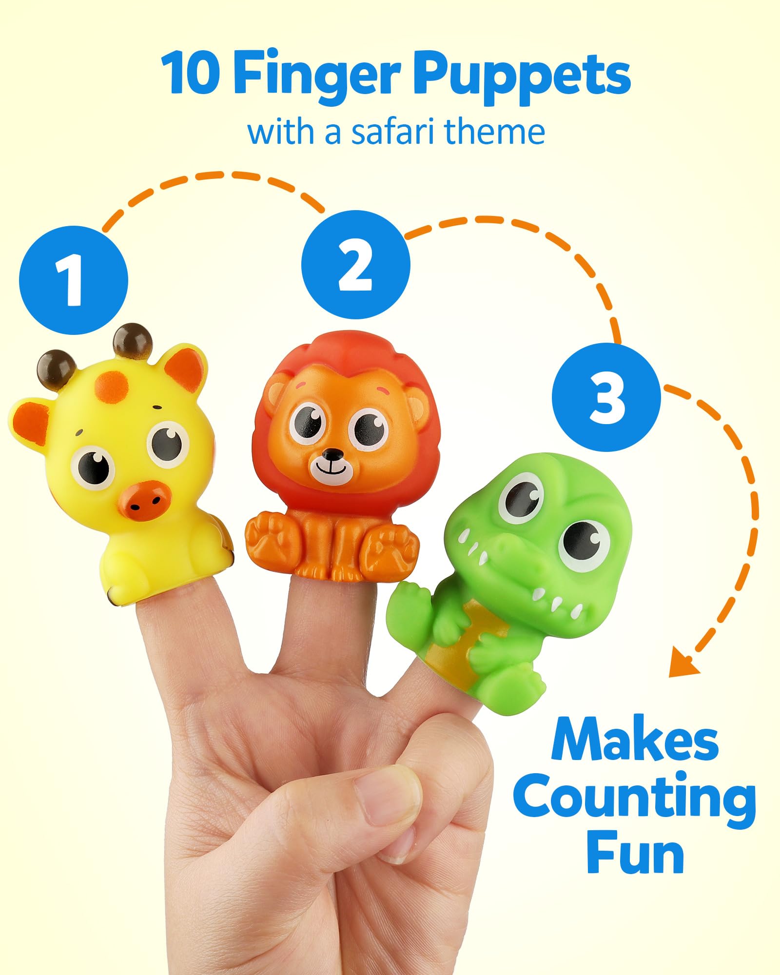 Fine Motor Animal Finger Puppets with Number Locks and Color Sorting Game