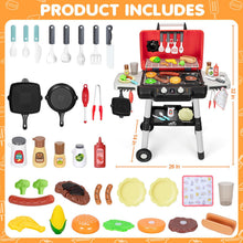 Kids BBQ Grill Playset with Smoke Sound and Light Pretend Cooking Set