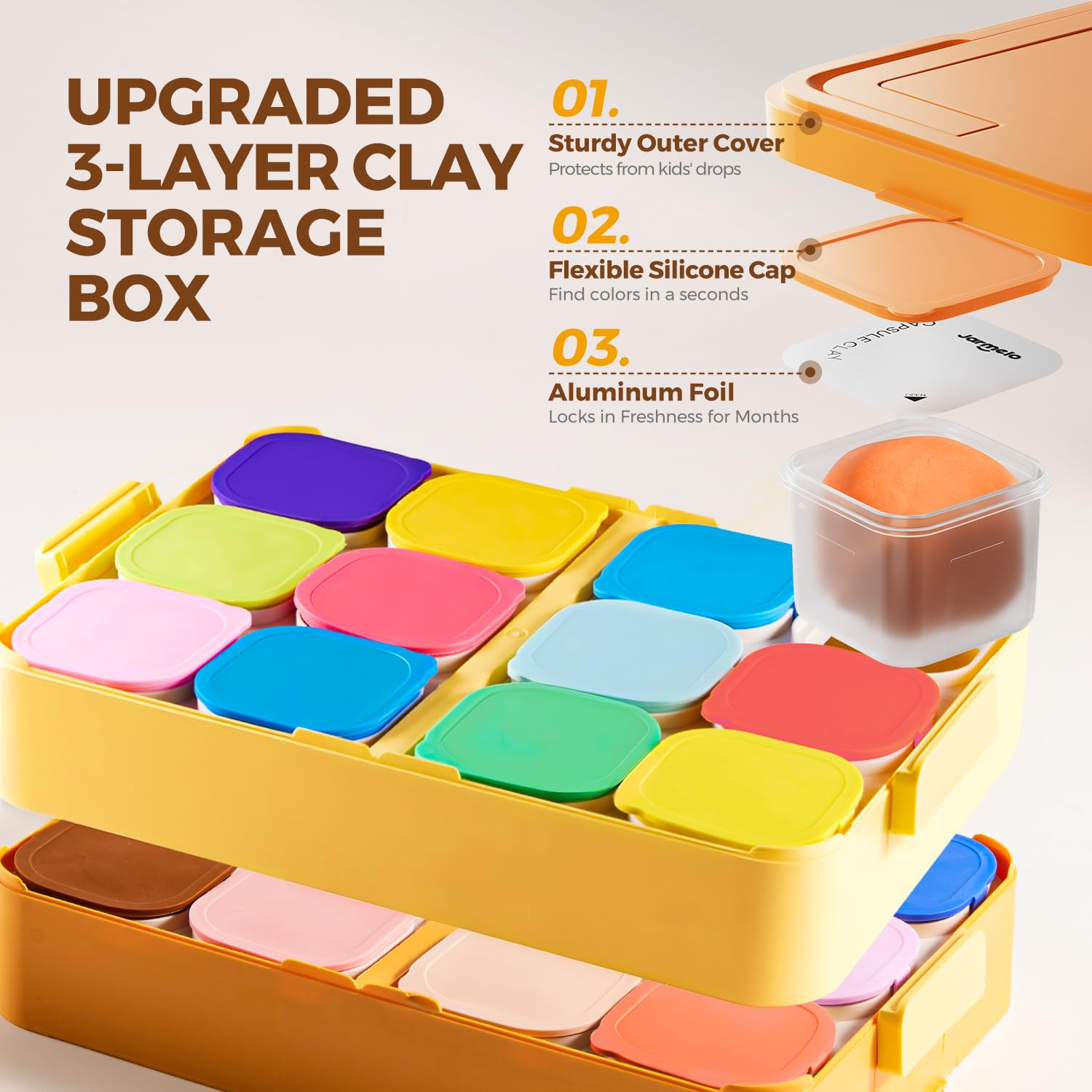 Kids Air Dry Modeling Clay Kit with Storage Box and Sculpting Tools