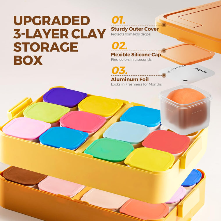 Kids Air Dry Modeling Clay Kit with Storage Box and Sculpting Tools