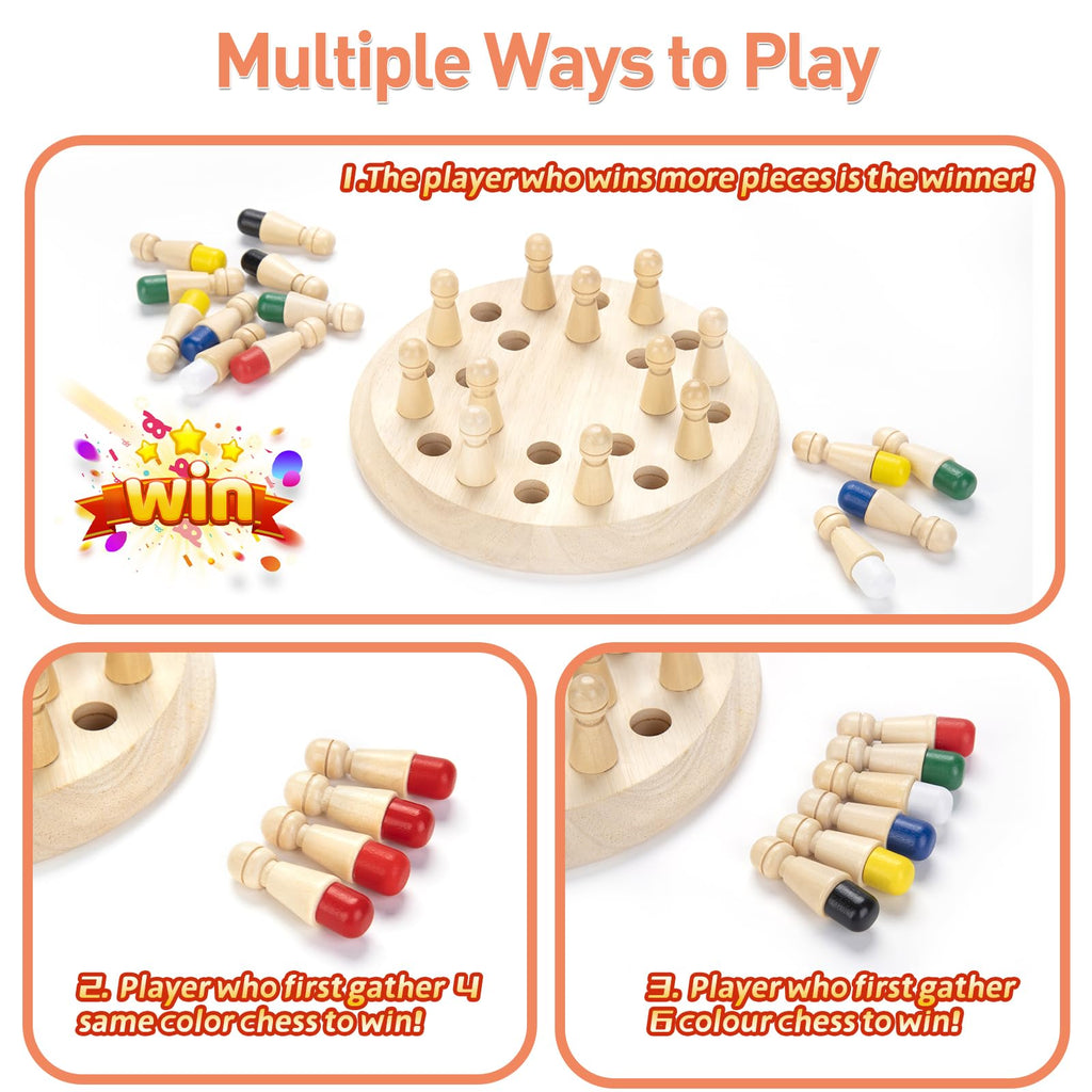 Wooden Memory Chess Matching Game Montessori Learning Toy for Kids
