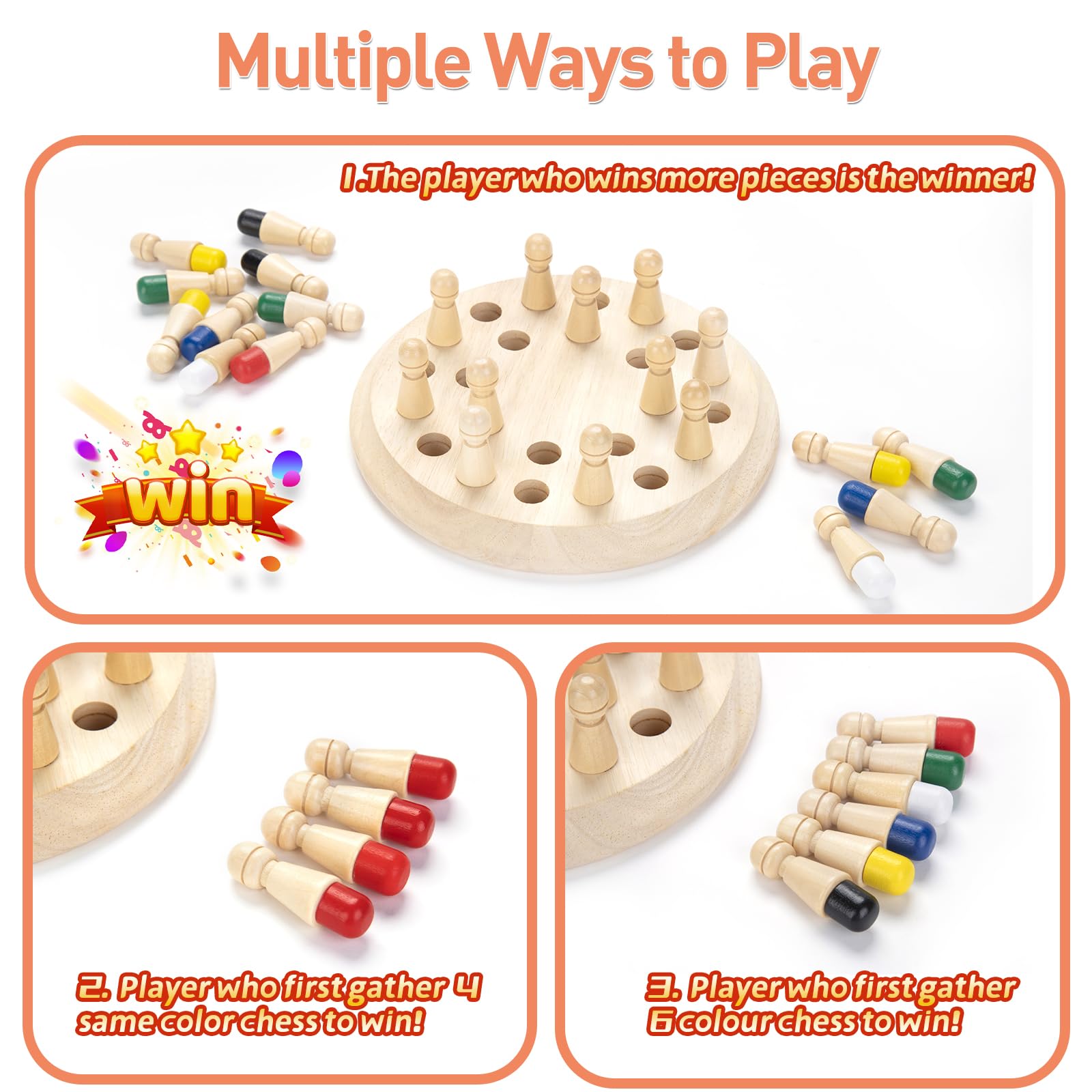 Wooden Memory Chess Matching Game Montessori Learning Toy for Kids