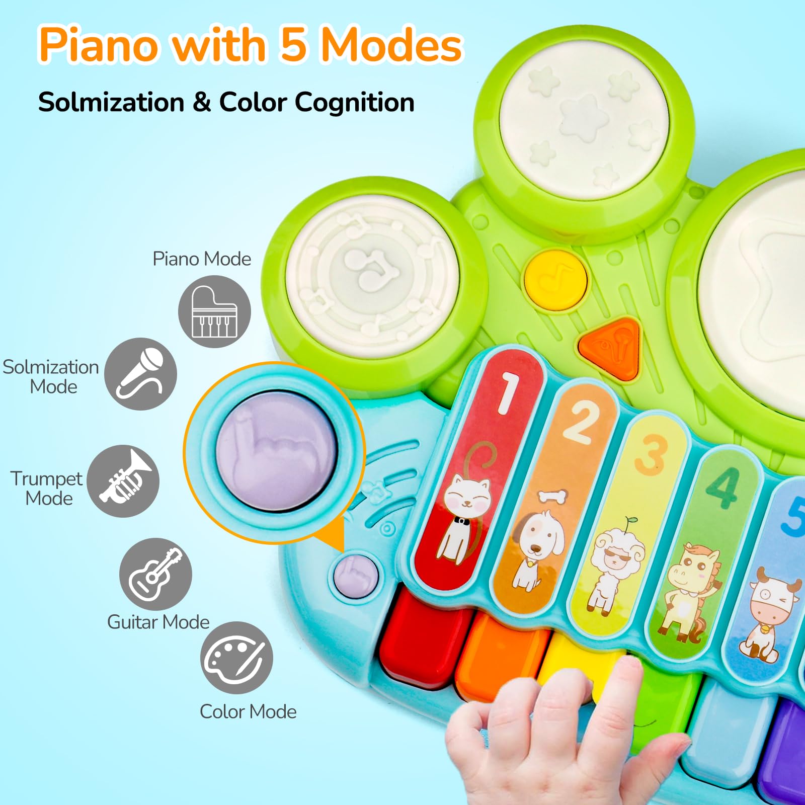 3 in 1 Piano Xylophone and Drum Musical Toy for Toddlers