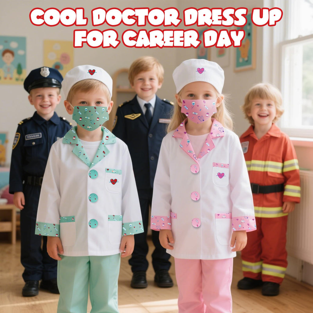 Kids Doctor Costume 8 Piece Dress Up Play Set with Stethoscope