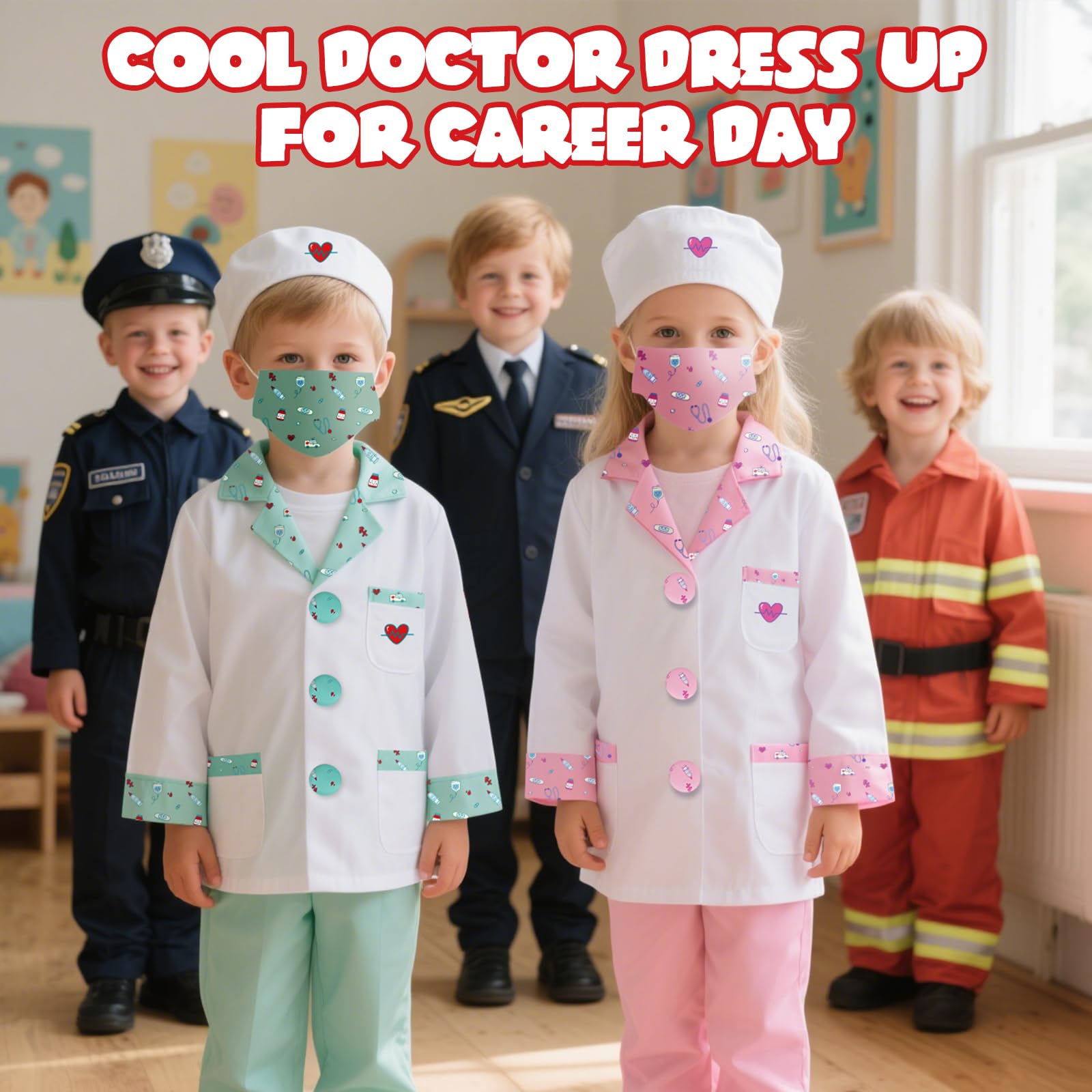 Kids Doctor Costume 8 Piece Dress Up Play Set with Stethoscope