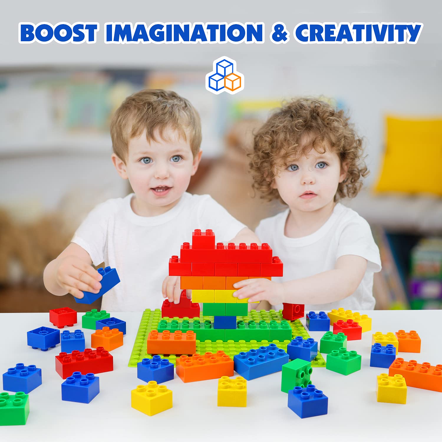 Large Classic Building Blocks for Kids with Baseplate 101 Piece STEM Toy