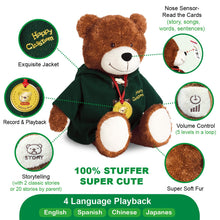Talking Teddy Bear Plush 4 Language Word Learning Toy with Cards