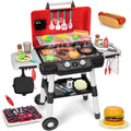 Kids BBQ Grill Playset with Smoke Sound and Light Pretend Cooking Set