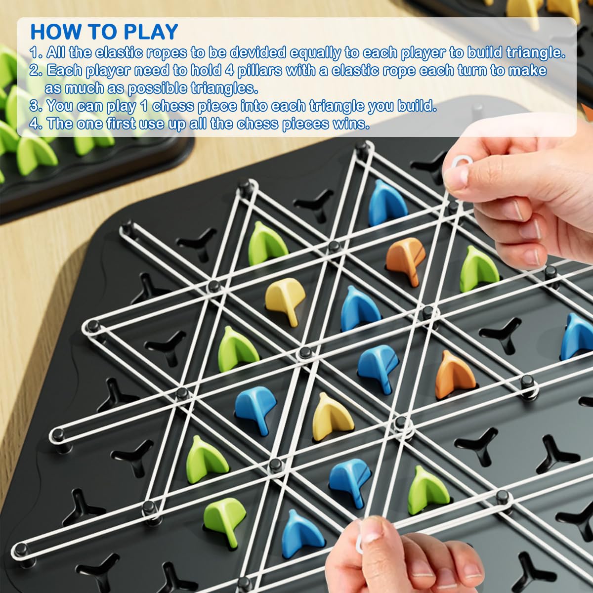 Chain Triangle Chess Geometric Board Game for Family and 2 to 4 Players