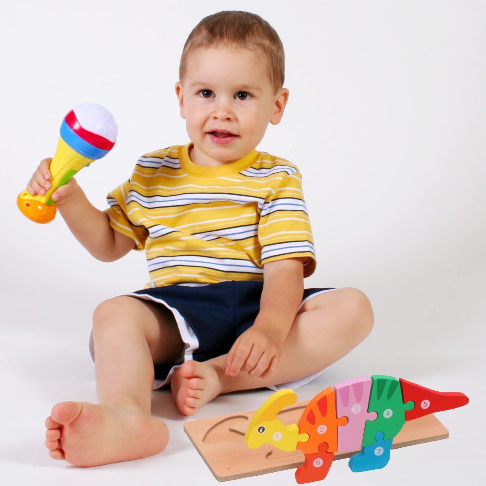 5 Pack Wooden Dinosaur Puzzles for Toddler Montessori Learning