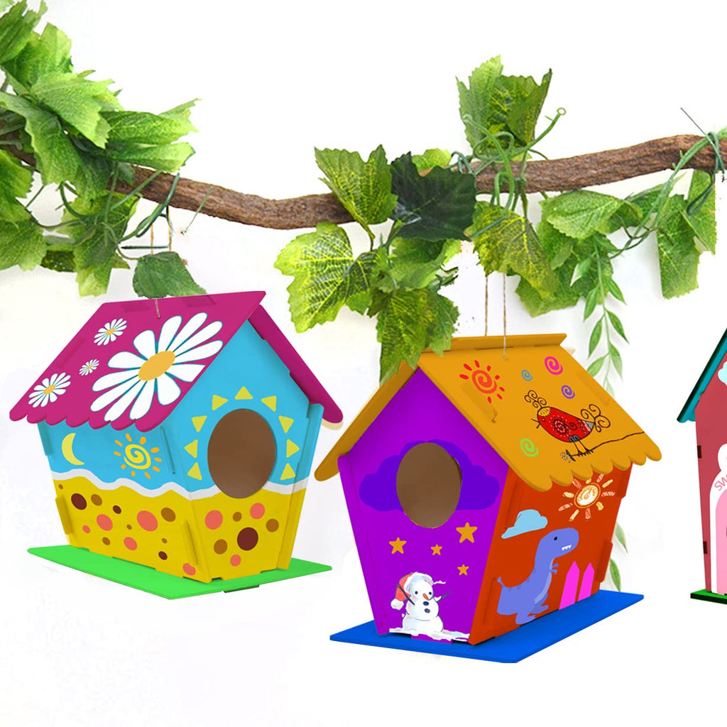 Build and Paint Wooden Birdhouse Craft Kit for Kids with Paints