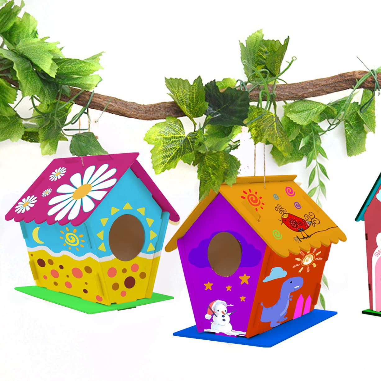 Build and Paint Wooden Birdhouse Craft Kit for Kids with Paints