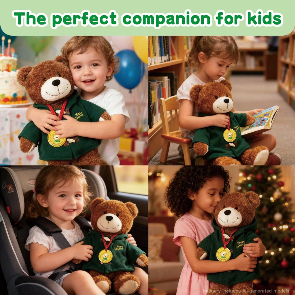 Talking Teddy Bear Plush 4 Language Word Learning Toy with Cards