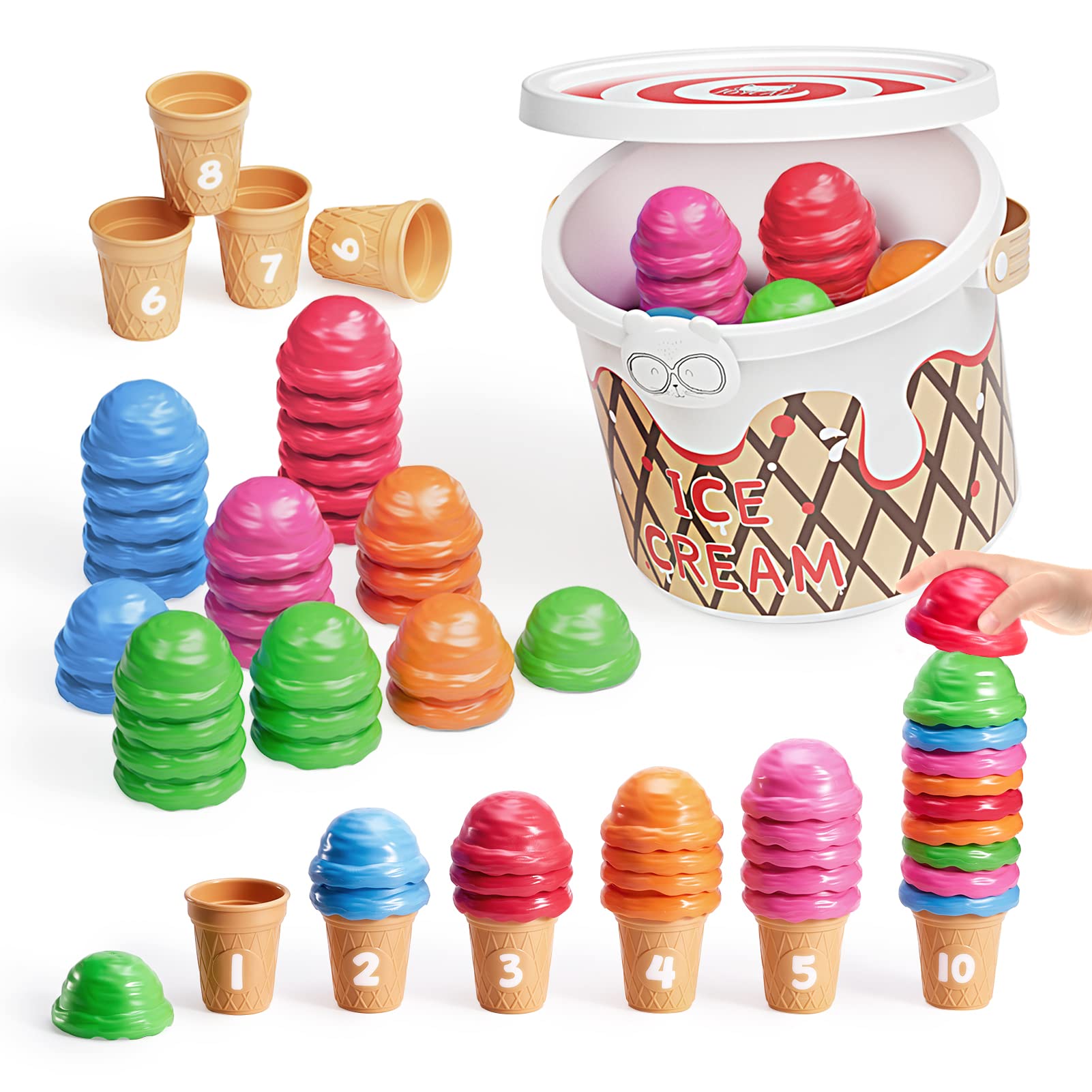 Ice Cream Counting and Color Sorting Set for Preschool Learning