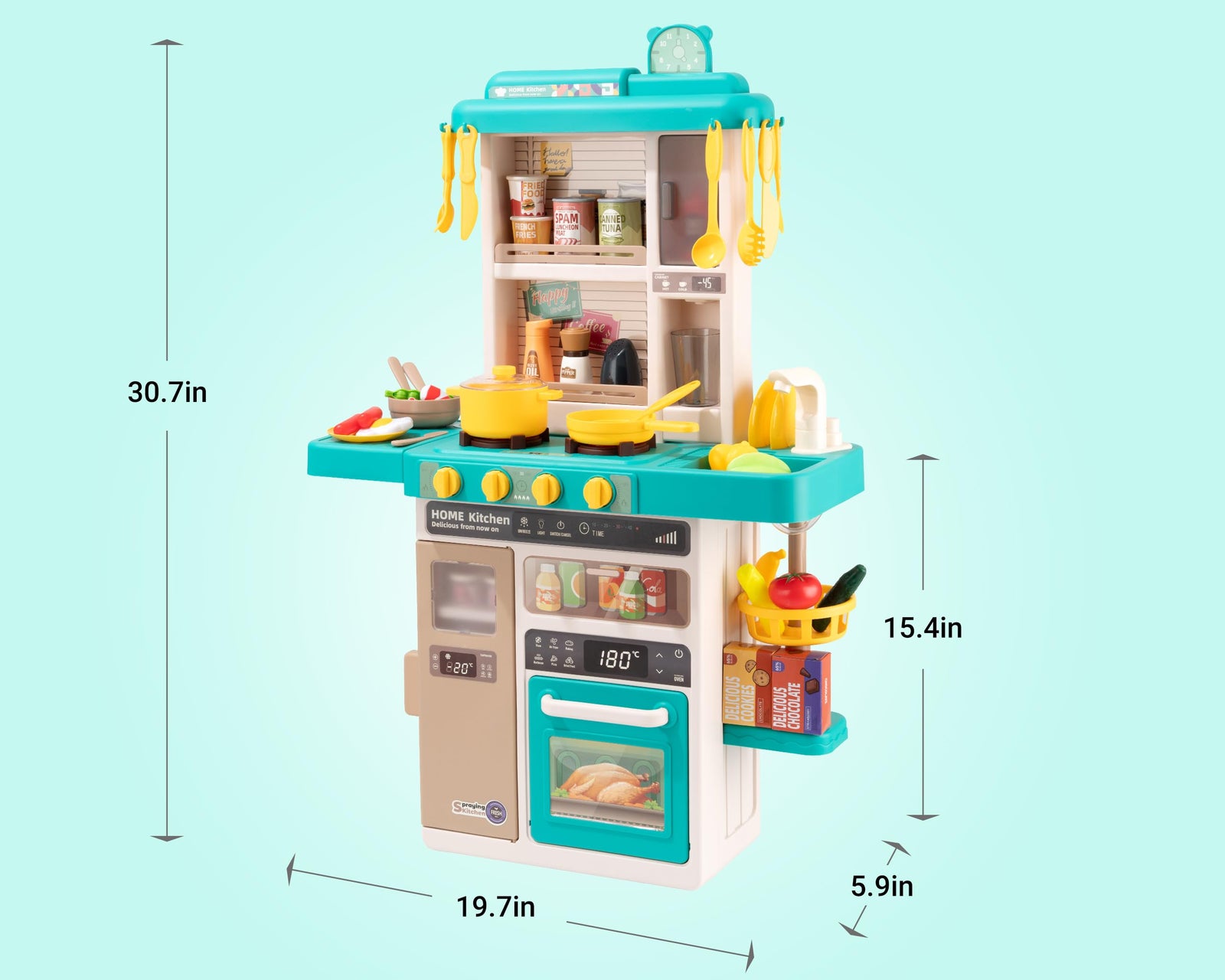 48 Piece Kitchen Playset for Kids Pretend Cooking Toy