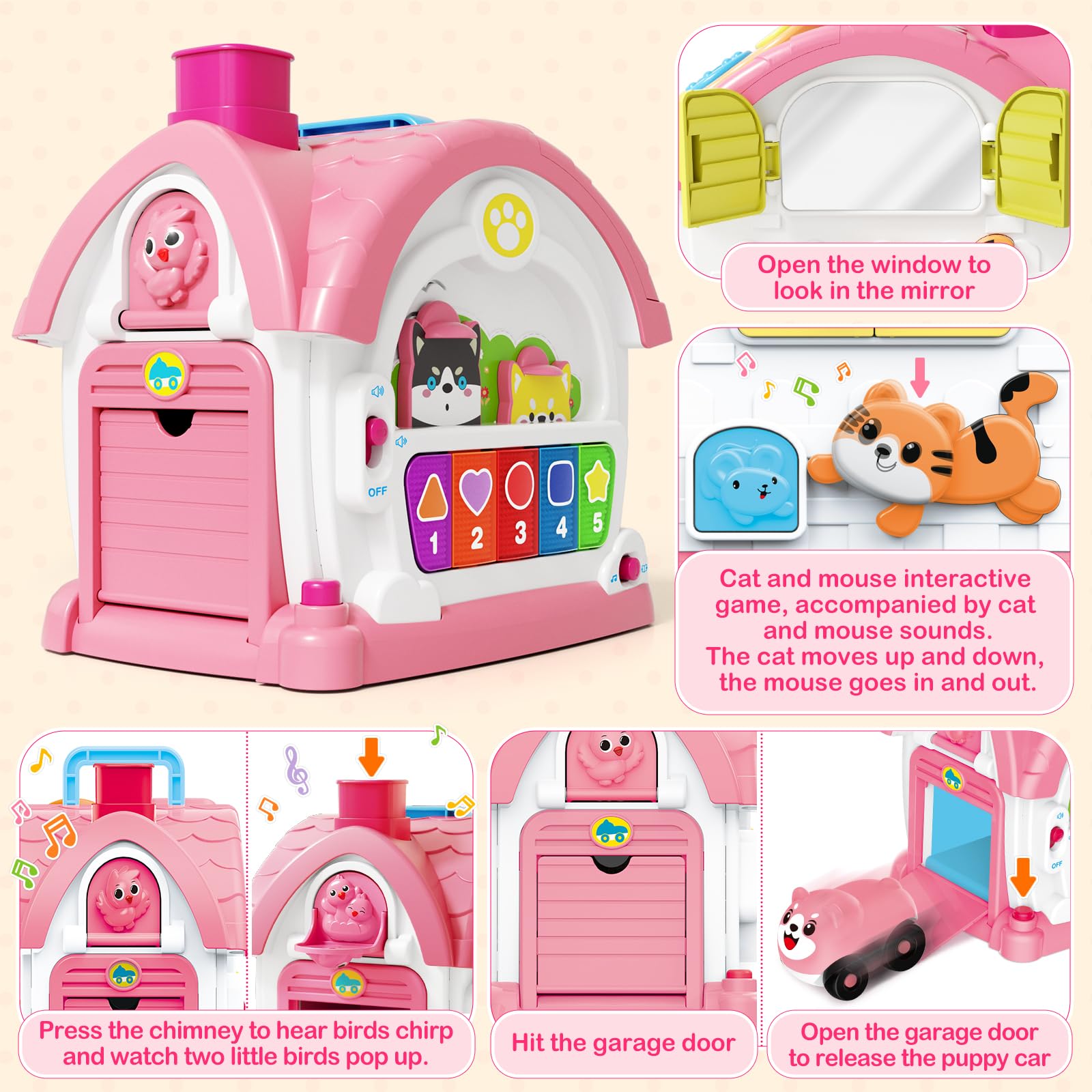 Montessori Musical Learning House Toy with Lights and Sounds for Toddlers