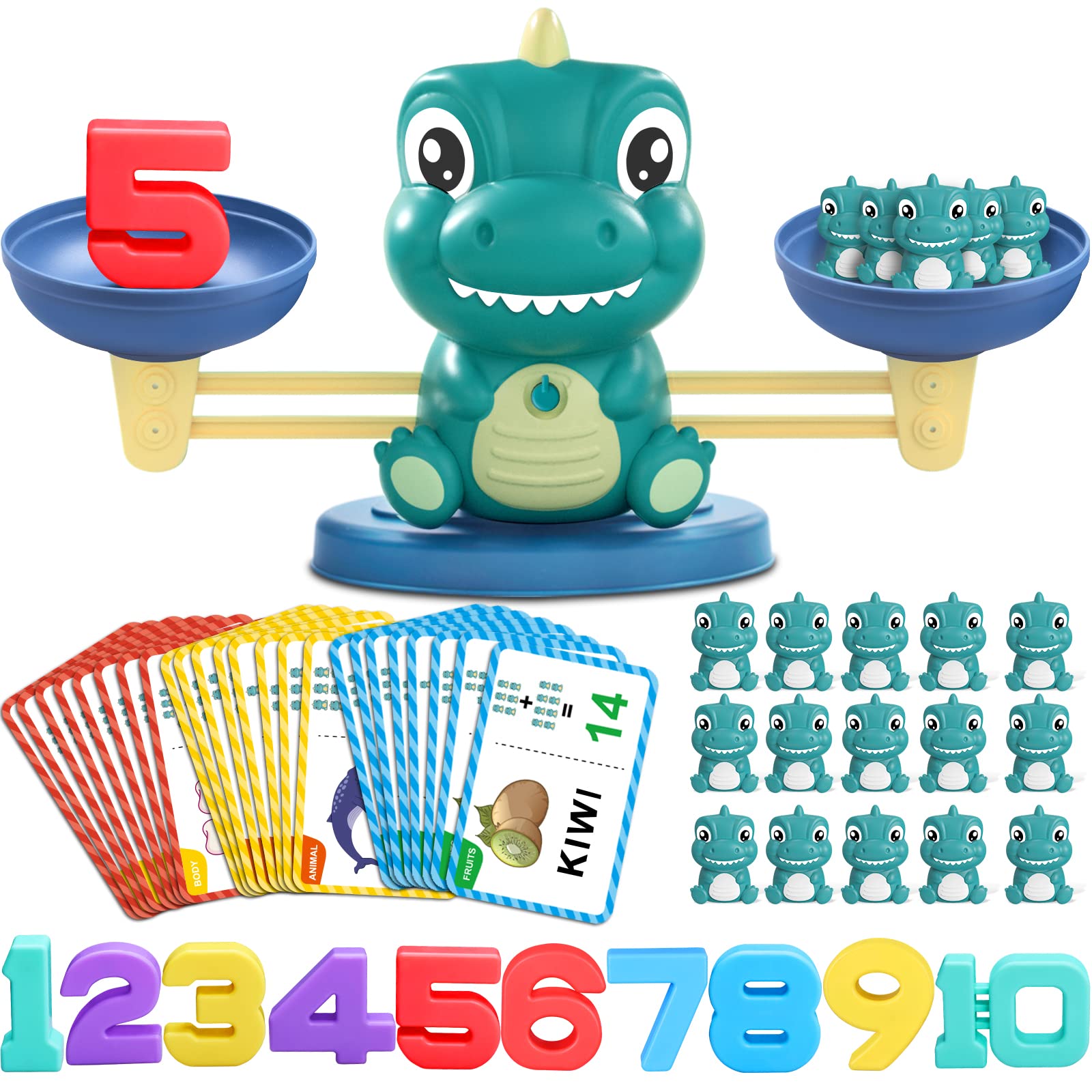 Dinosaur Math Balance and Letter Matching Toy for Early Learning