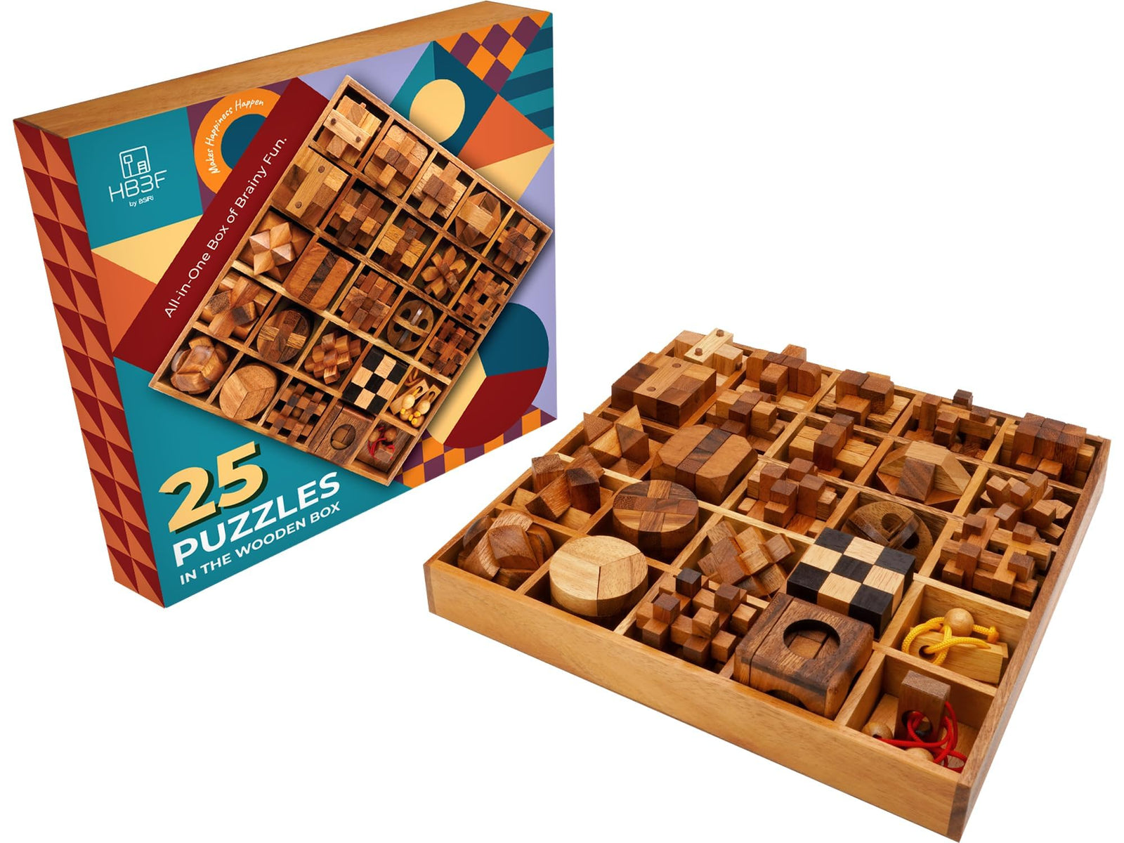 Hard Wooden Brain Teaser Puzzle Box Set for Teens Adults and Kids
