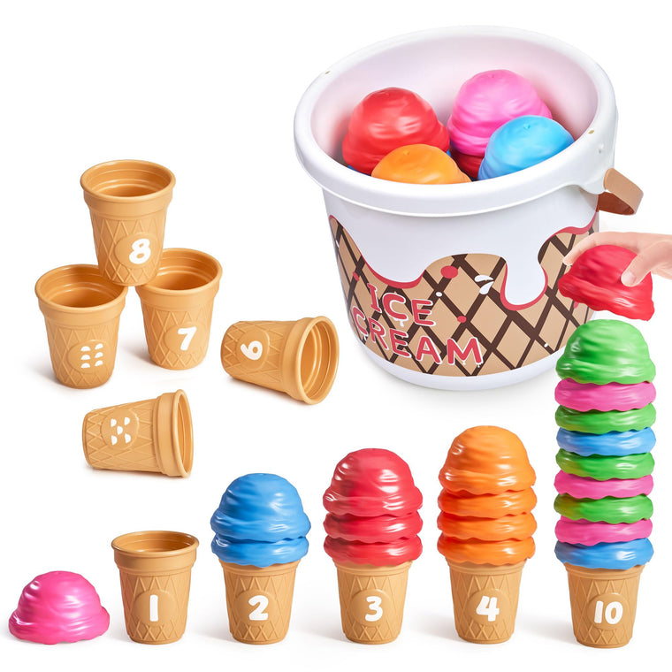 Ice Cream Counting and Color Sorting Set for Preschool Learning