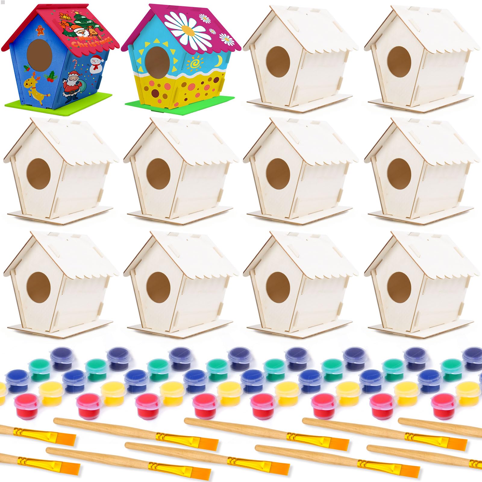 Build and Paint Wooden Birdhouse Craft Kit for Kids with Paints
