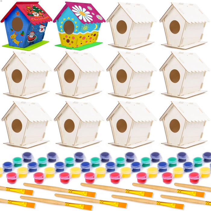 Build and Paint Wooden Birdhouse Craft Kit for Kids with Paints