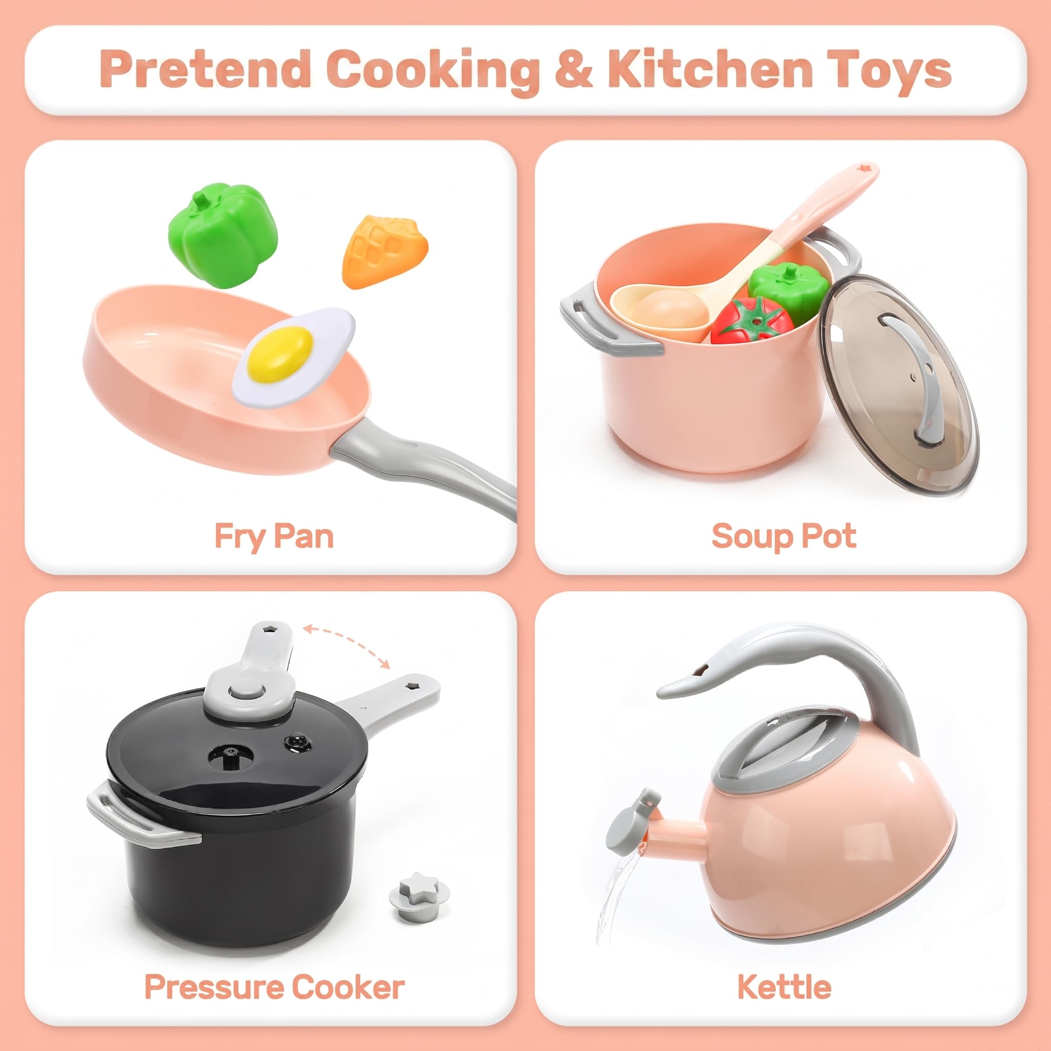 Kids Cooking Toy Set for Pretend Play Kitchen Fun