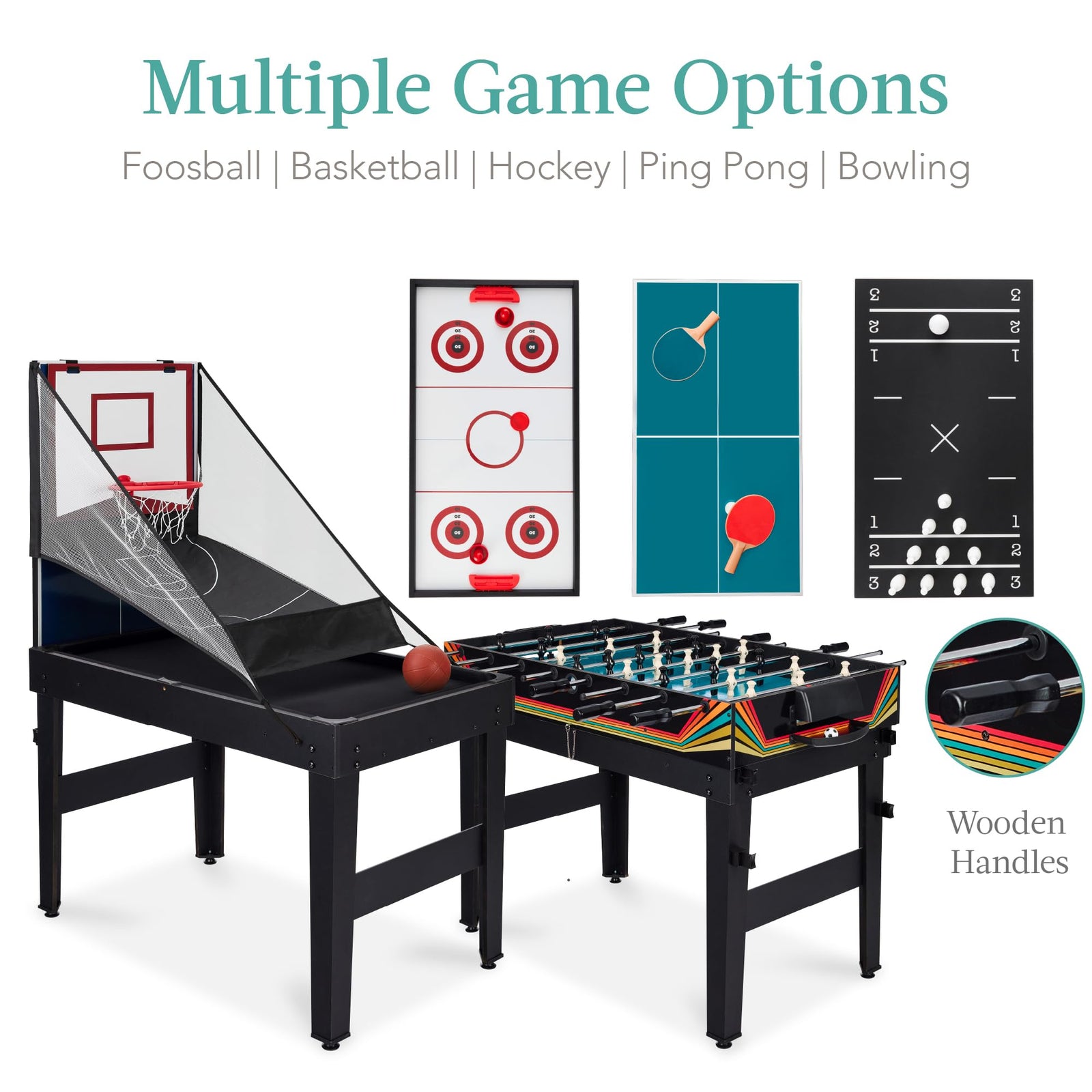 Combo Game Table Set with Ping Pong Foosball Air Hockey Chess Checkers