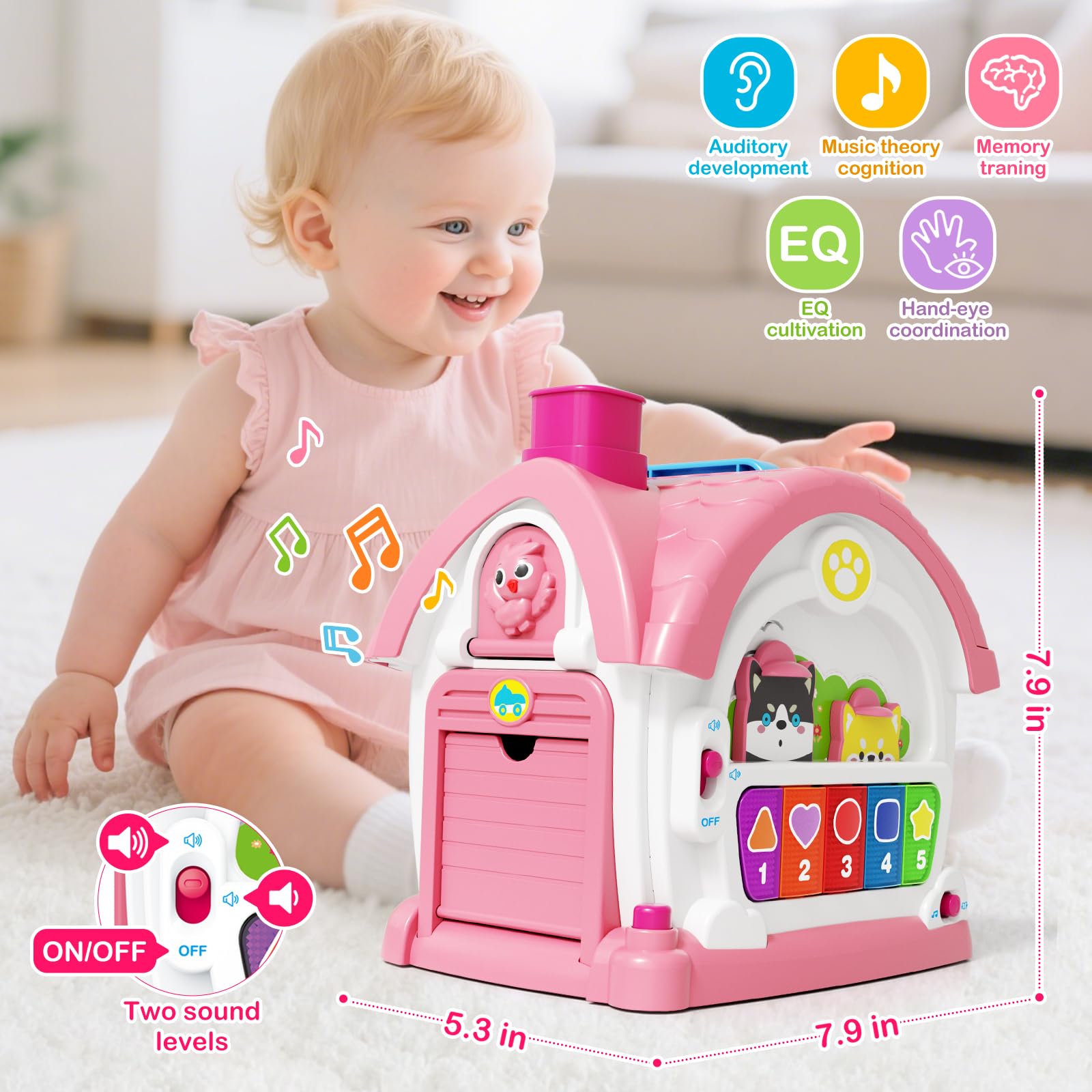 Montessori Musical Learning House Toy with Lights and Sounds for Toddlers