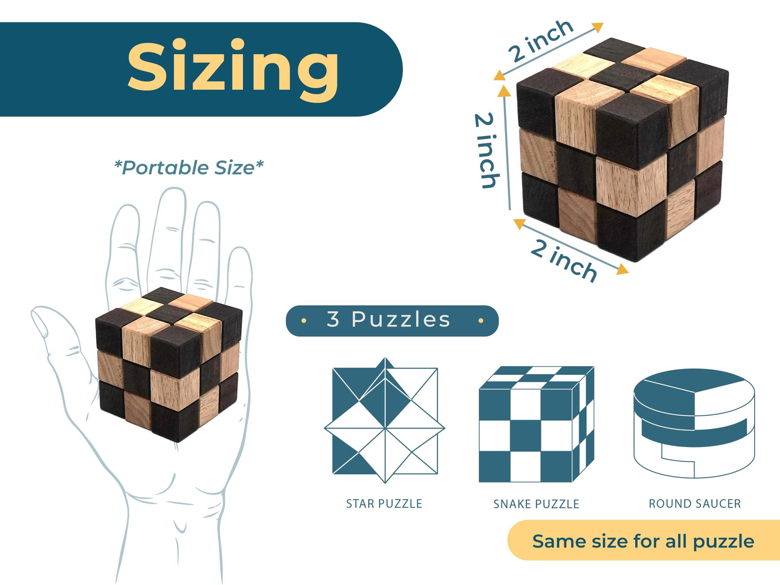 Hard Wooden Brain Teaser Puzzle Box Set for Teens Adults and Kids
