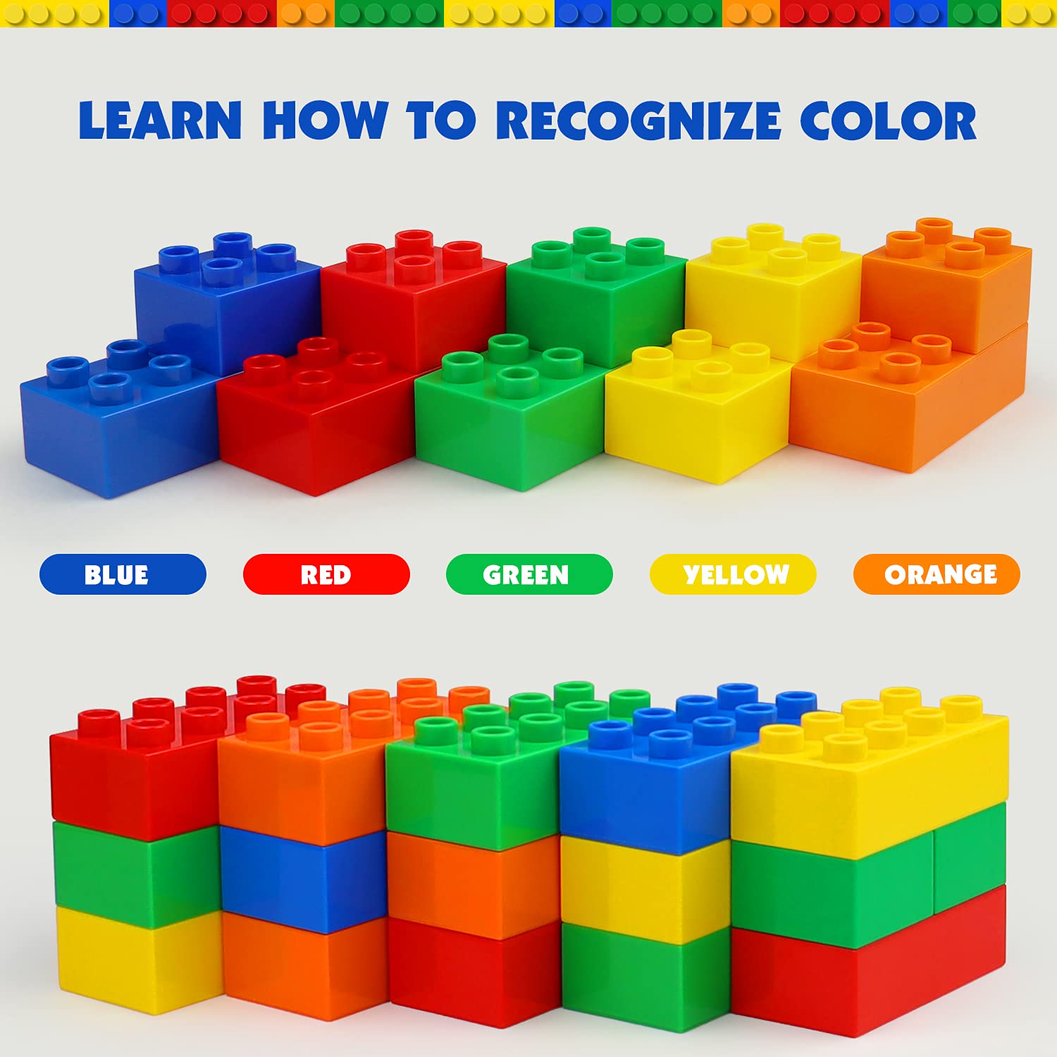 Large Classic Building Blocks for Kids with Baseplate 101 Piece STEM Toy