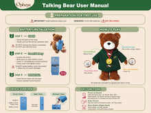 Talking Teddy Bear Plush 4 Language Word Learning Toy with Cards