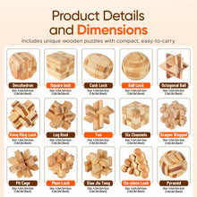 Wooden 3D Brain Teaser Logic Puzzle Set for Adults Teens and Kids