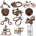 12 Piece 3D Metal Brain Teaser Puzzle Set for Teens and Adults